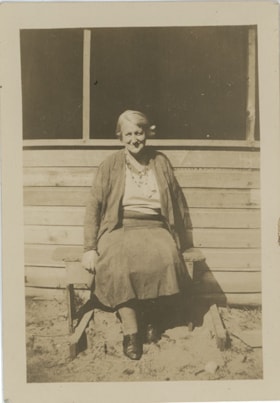 Mary Conquest Stanley on bench, [193-] thumbnail