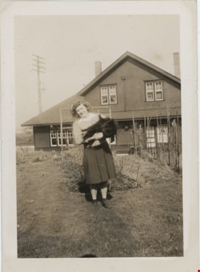 Mary Stanley holding cat, [194-] thumbnail