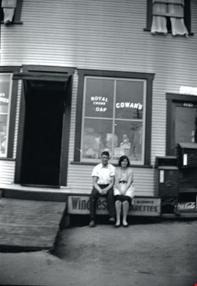 Alice and William Goodridge in front of store, [between 1925 and 1935] thumbnail