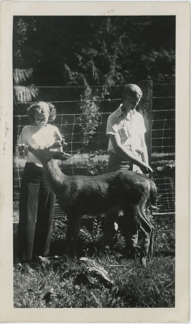Margaret and Robert Leonard Love with deer, [between 1940 and 1945] thumbnail