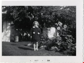 Colleen Rogers in backyard, Oct. 1959 thumbnail