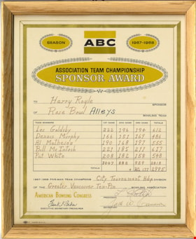 ABC Association Team Championship Sponsor Award, 1968 thumbnail