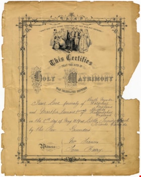 Marriage certificate for Jesse and Martha Love, 1879-1879 thumbnail
