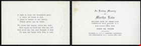 Memorial cards for Martha Love, 1920 thumbnail