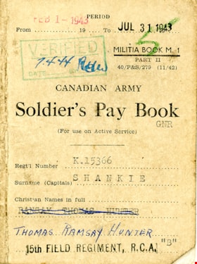 Solider's pay book, 1943 thumbnail