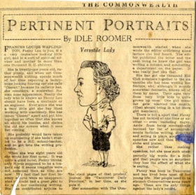 Sketch of Frances L. Waplington and newspaper editorial, [1934] thumbnail