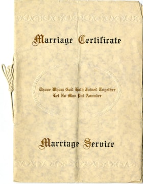 Marriage service certificate for Ray Fleming and Frances Waplington, 1935 thumbnail