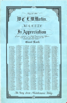 Appreciation certificate to Elmer Wilson Martin, 26 May 1944 thumbnail
