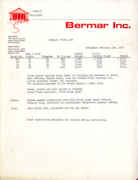 Paneloc price list, 1 Feb. 1972 thumbnail