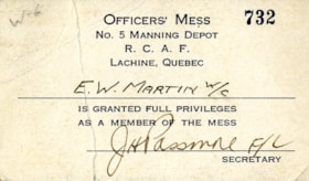 Officer's mess card, [1944] thumbnail