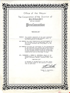 Proclamation re Heritage Day, 21 Feb. 1977 thumbnail