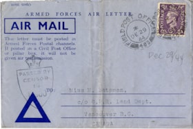 Air mail letter from Colin Fox to May Bateman, 27 Dec. 1944 thumbnail