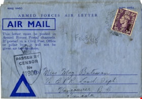 Air mail letter from Colin Fox to May Bateman, 8 Feb. 1945 thumbnail