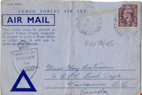 Air mail letter from Colin Fox to May Bateman, 28 Feb. 1945 thumbnail