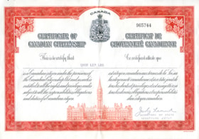 Certificate of Canadian Citizenship issued to Quon Lip Lee, 6 Oct. 1966 thumbnail