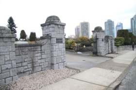 View of main entrance to Masonic Cemetery off Douglas Road, 2013.. Entrance gates.. thumbnail
