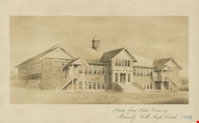 Historic view of Rosser Elementary School, 1923. (Exterior of Burnaby North High School. Drawing.) Copyright: City of Burnaby. Photo ID 033-002. thumbnail