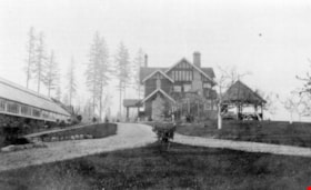 Exterior view of greenhouses on the Ceperley Estate, 1914. thumbnail