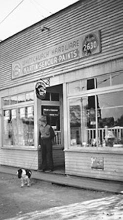 Whitechurch Hardware Store, circa 1945 (Front elevation. Historic Photo). Copyright: Burnaby Village Museum Collection, BV.984.25.1. thumbnail